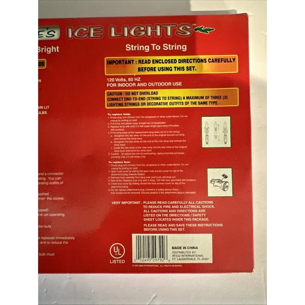 Nature's Ice Lights Icicle String 100 Christmas Indoor Outdoor Flash Steady NEW